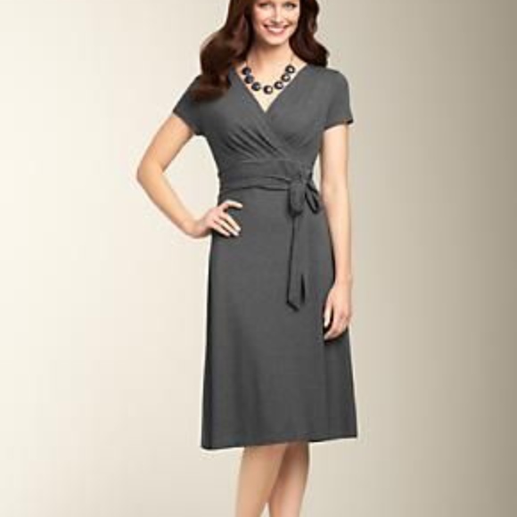 Talbots Dresses & Skirts - Talbots Black Surplice Neck Faux Wrap Dress